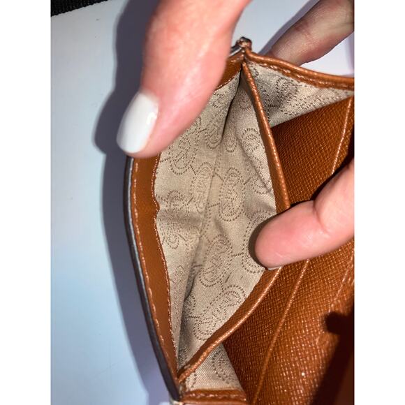 MICHAEL KORS, SMALL IVORY, BROWN SIGNATURE LEATHER WALLET - Picture 8 of 10
